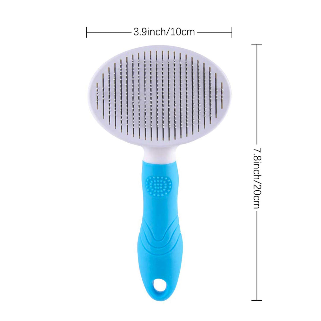 Escova auto-limpante para cães e gatos com botão de limpeza, sobre fundo neutro